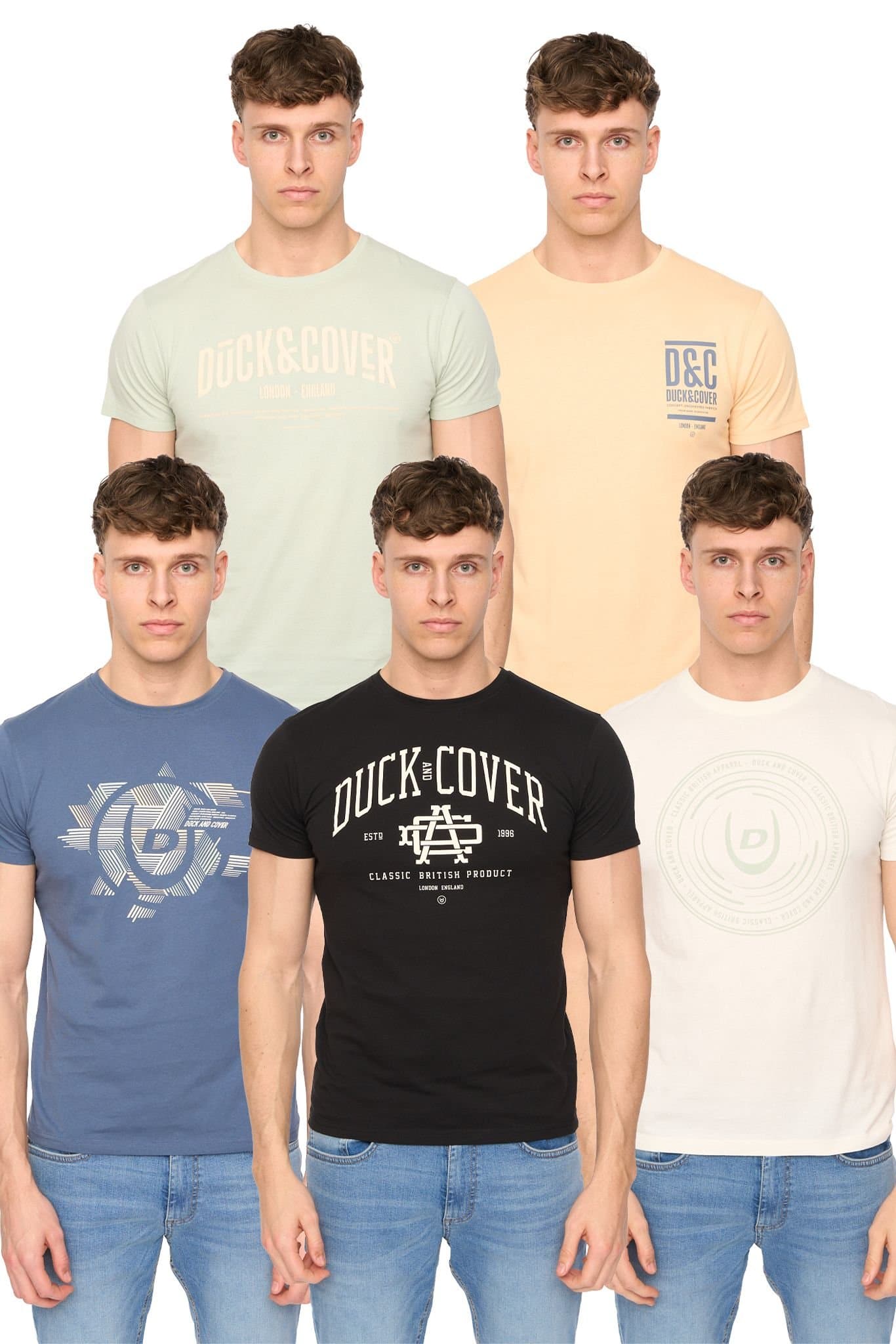 Duck&Cover Duck&Cover Men's Haltecks Essential Cotton T-Shirt (5 Pack)