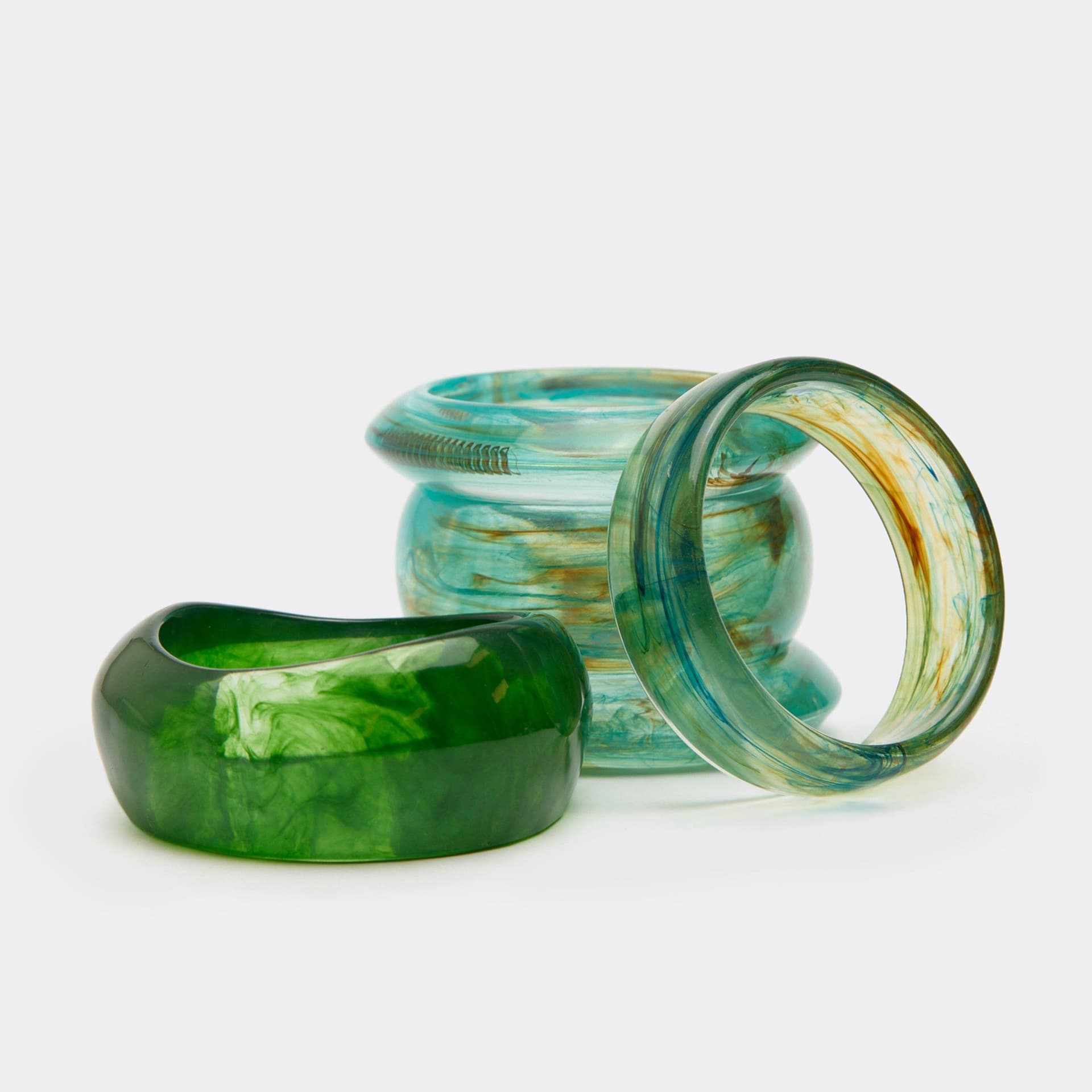 EGO Chunky Bangle Bracelet Multi Pack In Blue And Green Resin, Women's Size UK 0