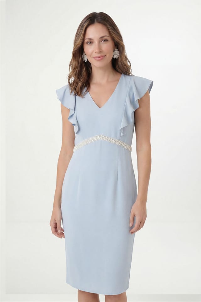 Wallis Wallis Women's Petite Crepe Embellsihed Pencil Dress in Blue - 2