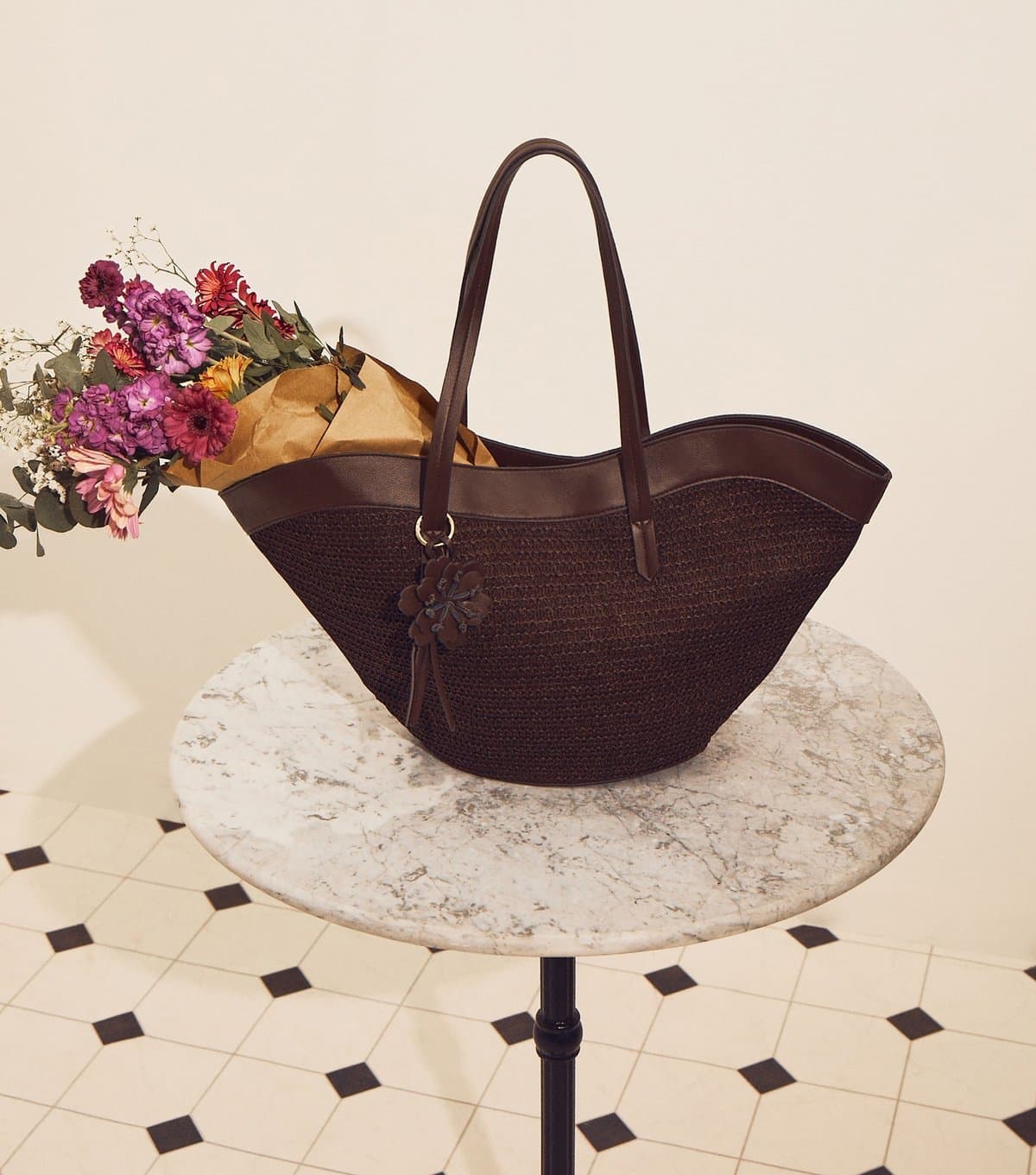 New Look New Look Dark Brown Woven Tote Bag