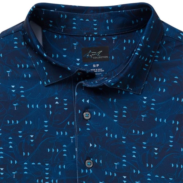 Greg Norman Greg Norman Men's Jersey Seaside Sip Golf Polo Shirt in Navy - 3