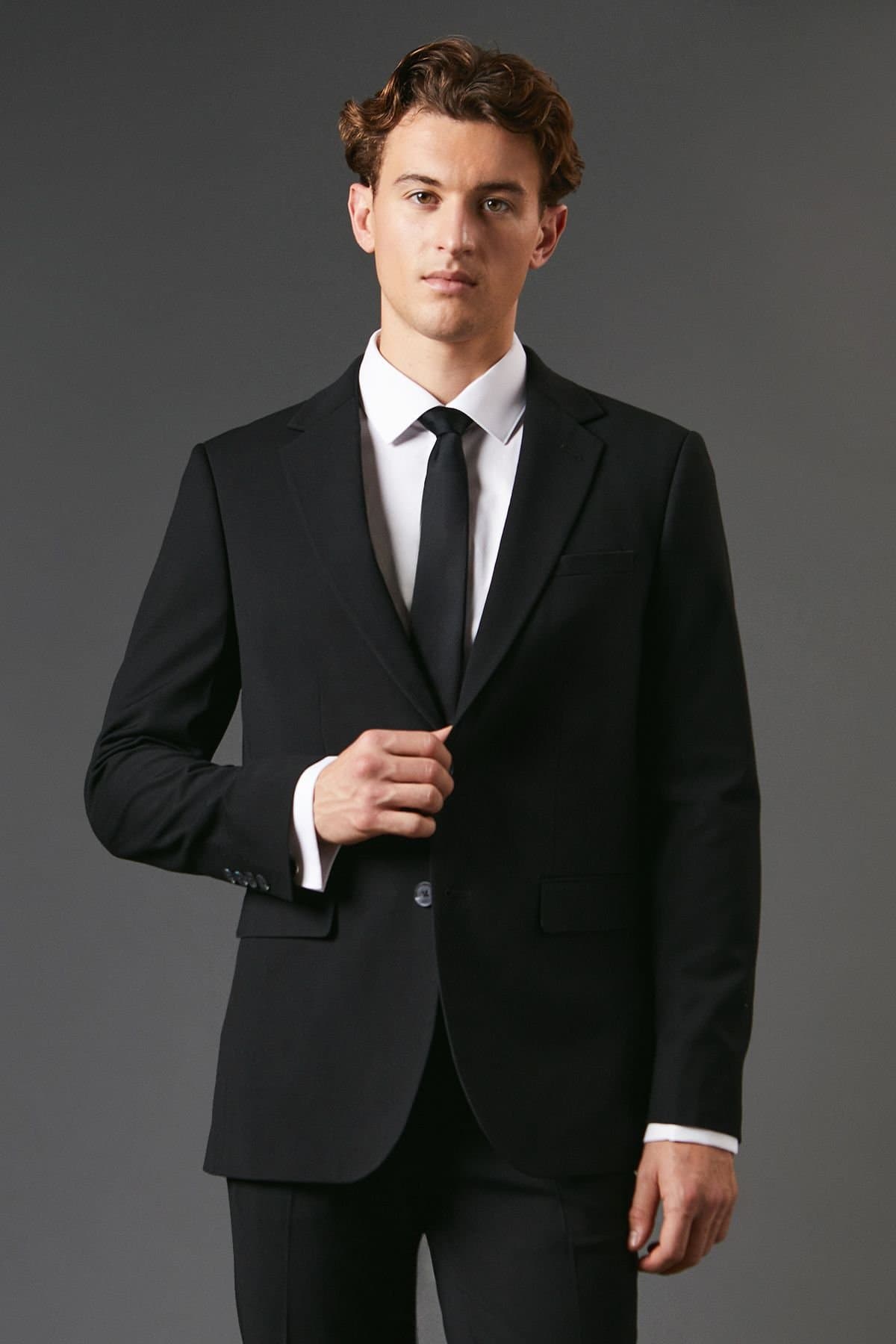 Burton Burton Men's Black Slim Fit Essential Suit Jacket