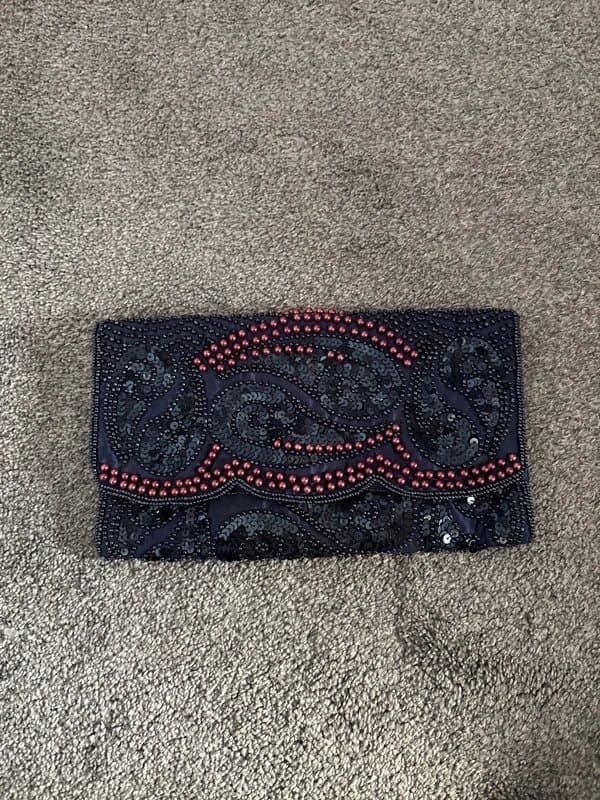 New Look Navy sequin clutch bag