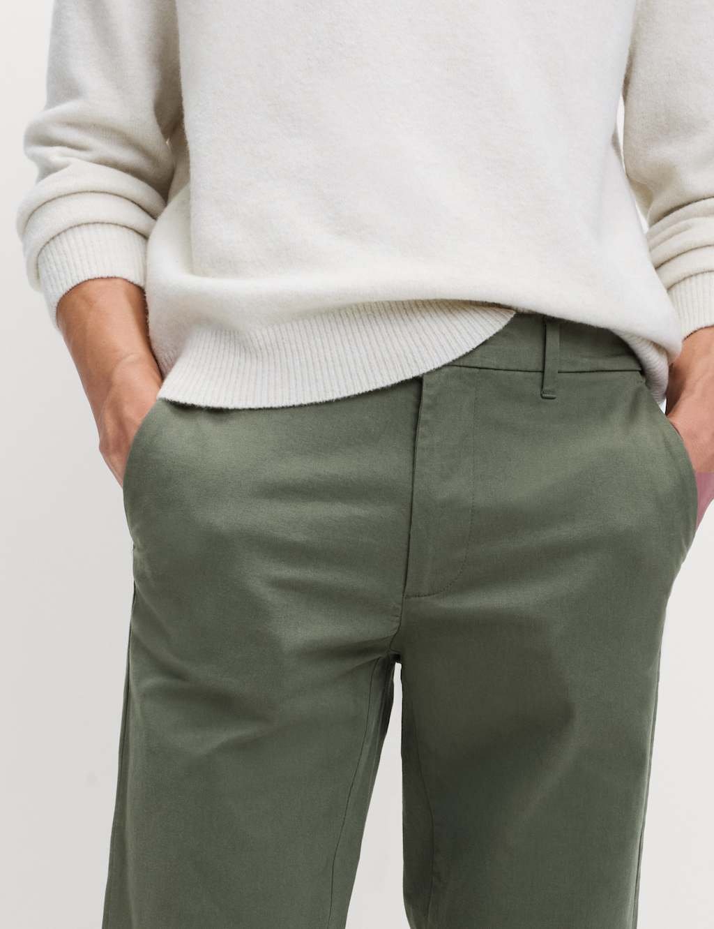 Marks & Spencer M&S Regular Fit Stretch Chinos Moss Green - 3