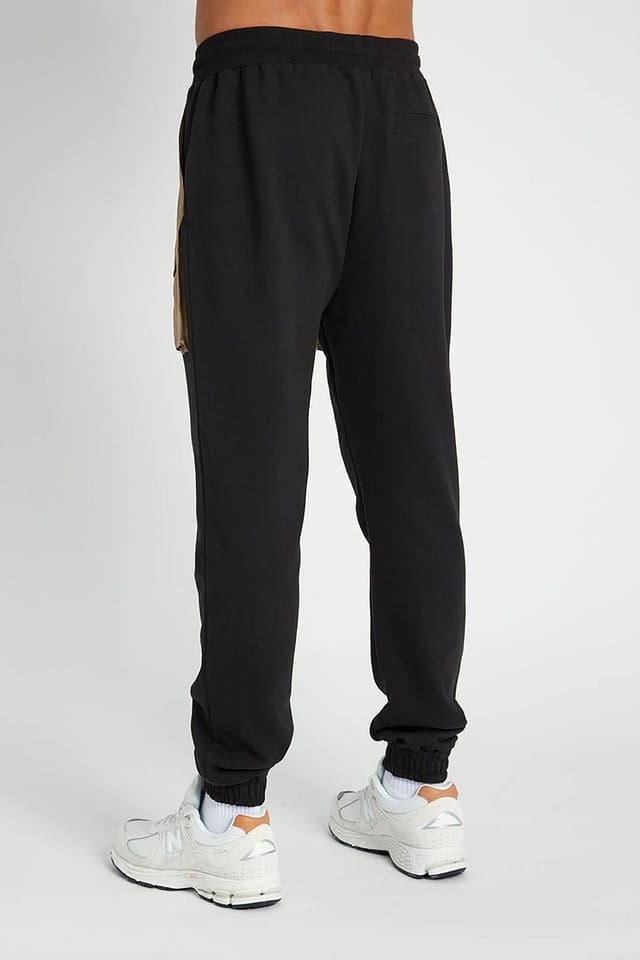 Native Youth Native Youth Men's Cotton Blend Cargo Nylon Pocket Cuffed Joggers in Black - 2