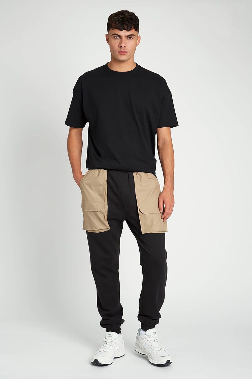 Native Youth Native Youth Men's Cotton Blend Cargo Nylon Pocket Cuffed Joggers in Black - 4