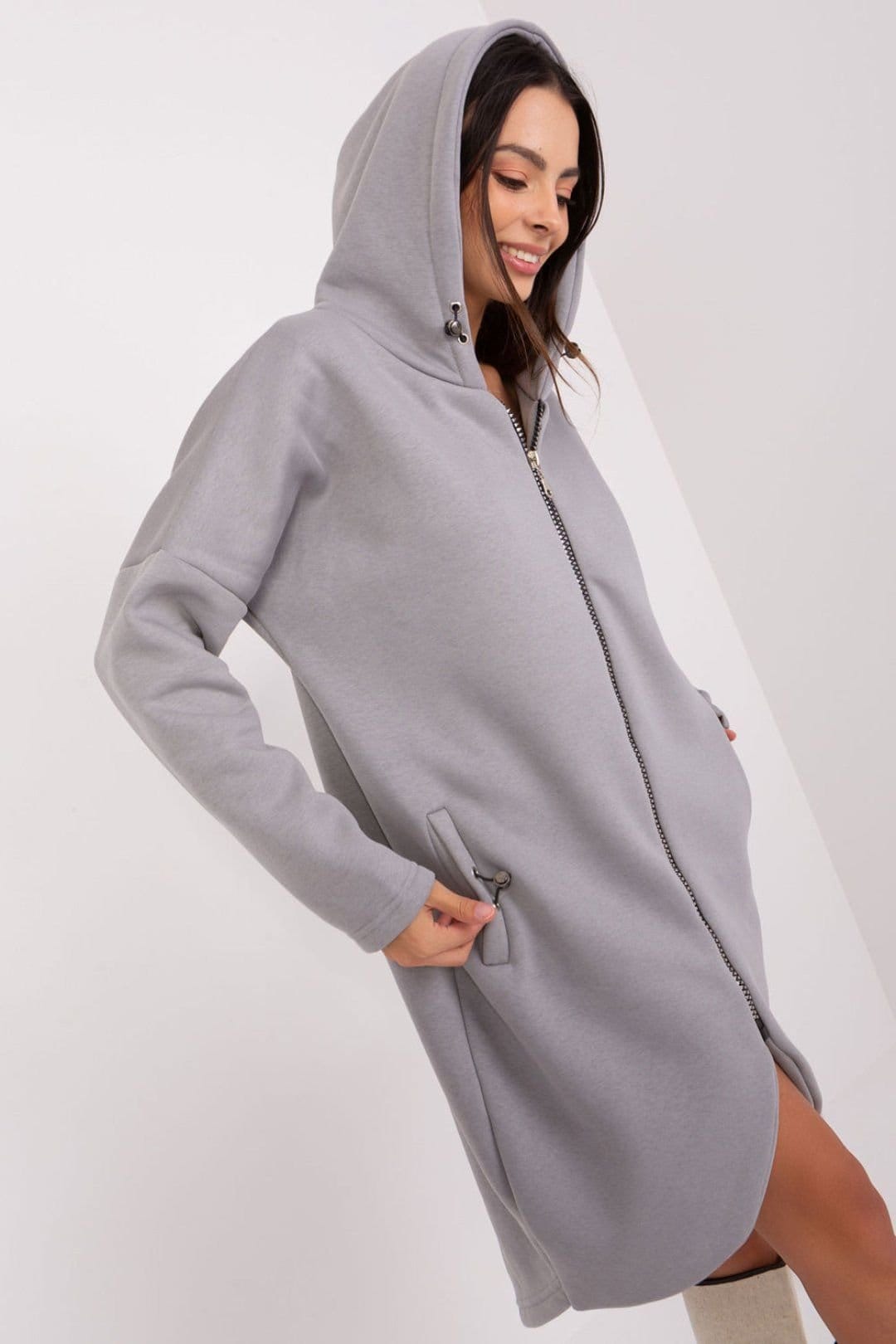 Love Lace Grey Cotton Hoodie Sweatshirt With Hood