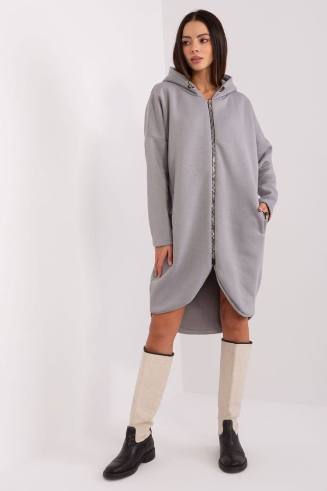 Love Lace Love Lace Women's Extended Zip Hoodie Sweatshirt With Hood in Grey - 2
