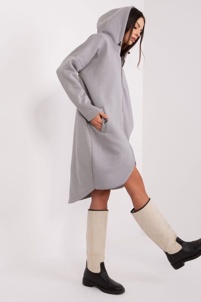 Love Lace Love Lace Women's Extended Zip Hoodie Sweatshirt With Hood in Grey - 3