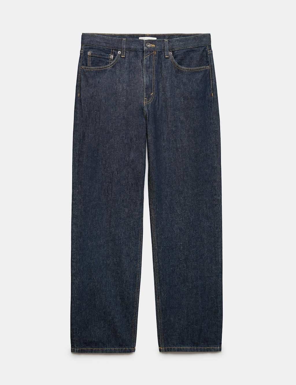 Marks & Spencer M&S Authentic Relaxed Straight Fit Rigid Jeans Dark Indigo