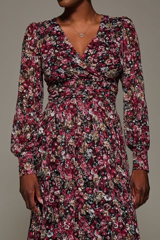 Jolie Moi Jolie Moi Women's Long Sleeve Printed Lace Maxi Dress - 3