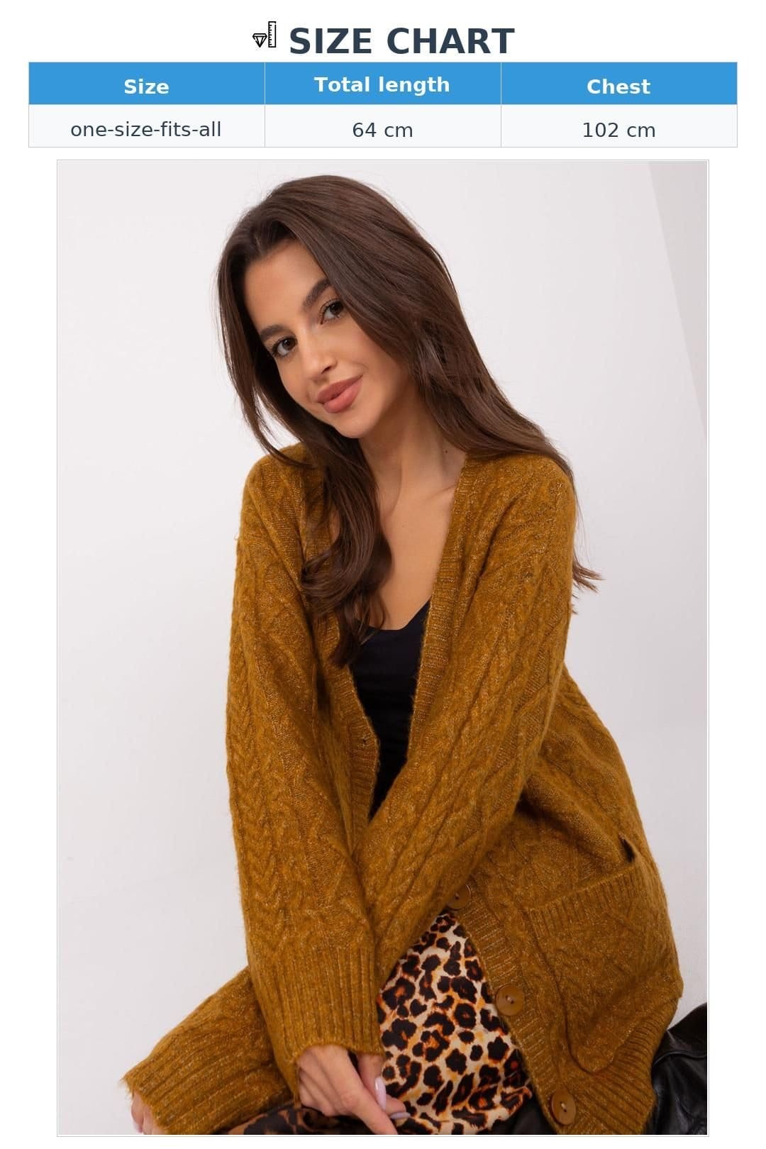 Love Lace Love Lace Women's Variegated Texture V Neck Button Cardigan Style 186749 in Mustard - 4