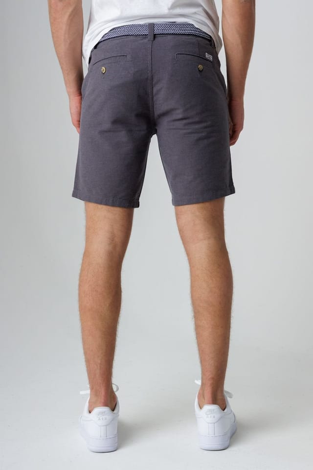 Tokyo Laundry Tokyo Laundry Men's Cotton Oxford Shorts with Belt in Charcoal - 2