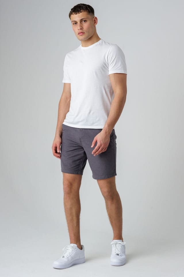 Tokyo Laundry Tokyo Laundry Men's Cotton Oxford Shorts with Belt in Charcoal - 3