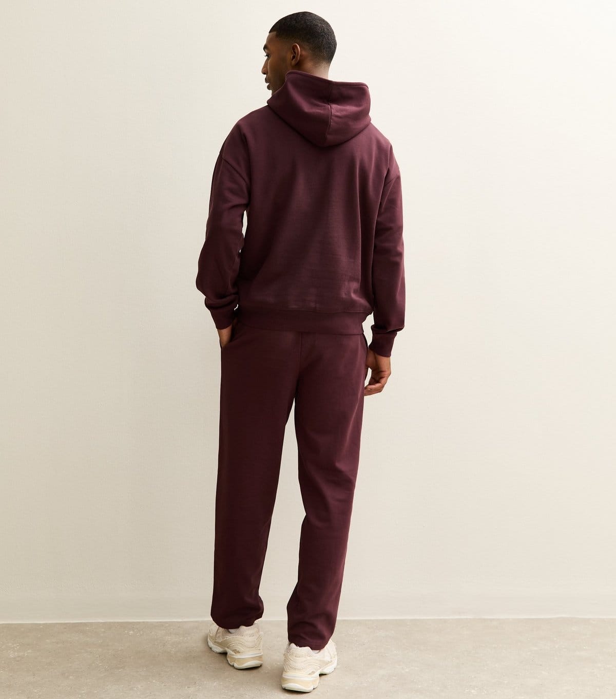 New Look Men's Burgundy Regular Pintuck Jersey Straight Leg Joggers New Look - 4
