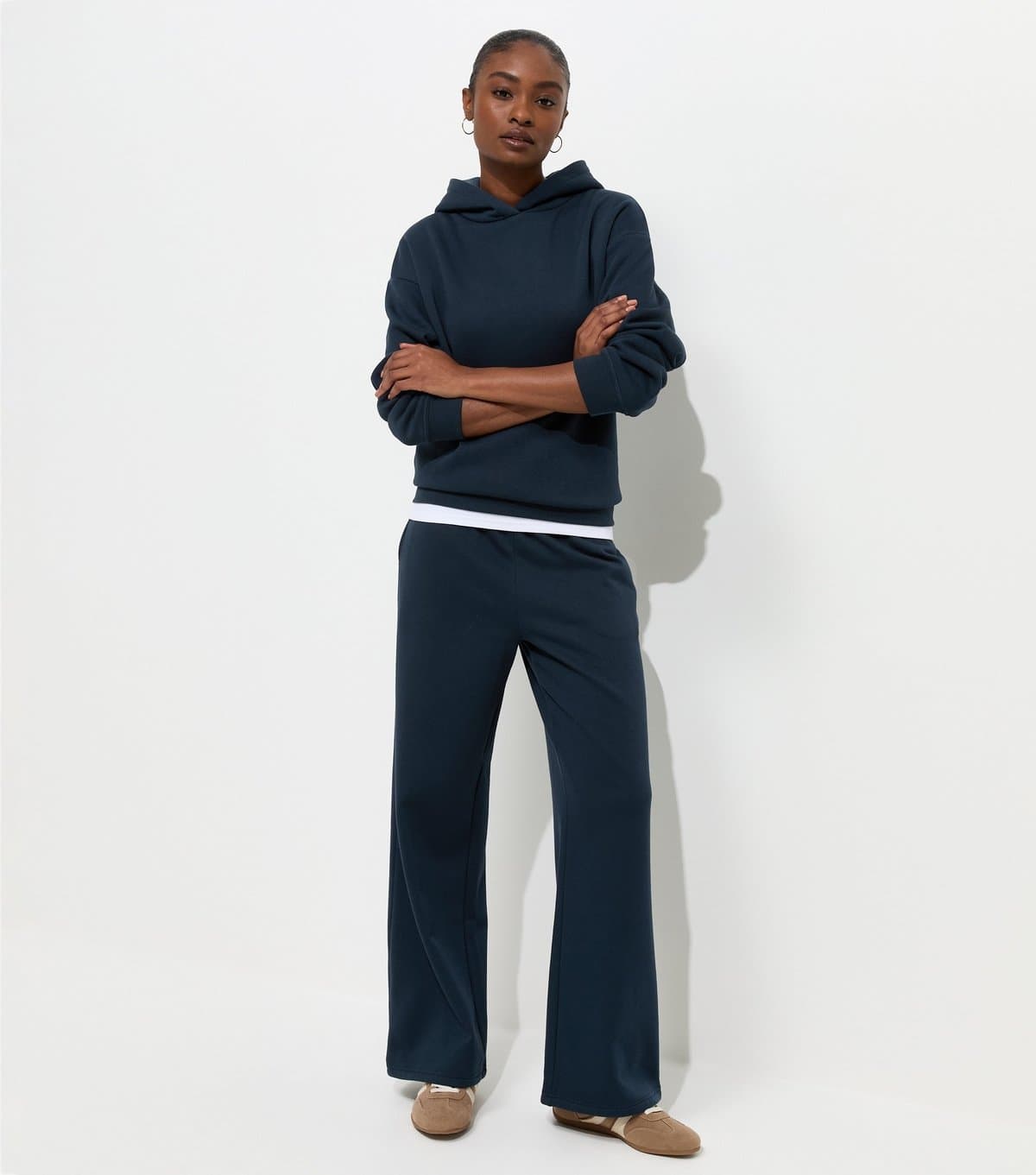 New Look New Look Navy Cotton Rich Wide Leg Joggers
