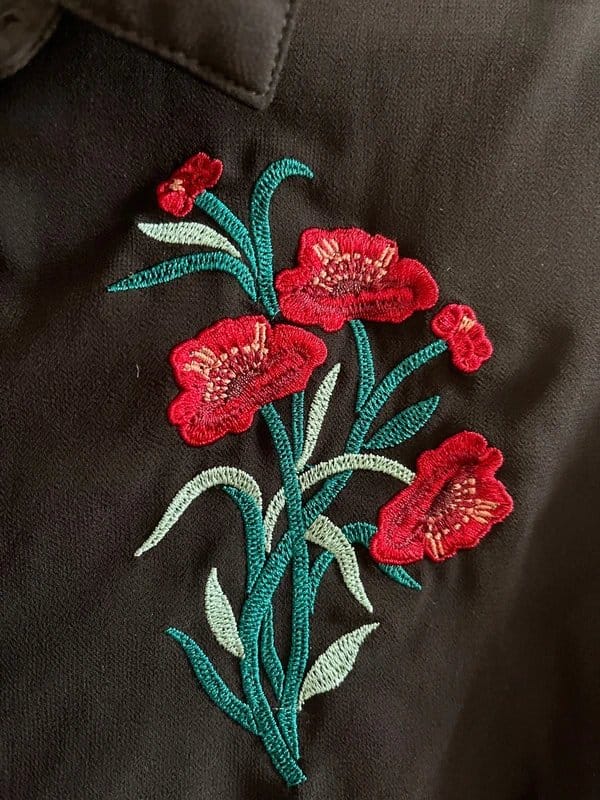 New Look Embroidered Black Mesh Shirt