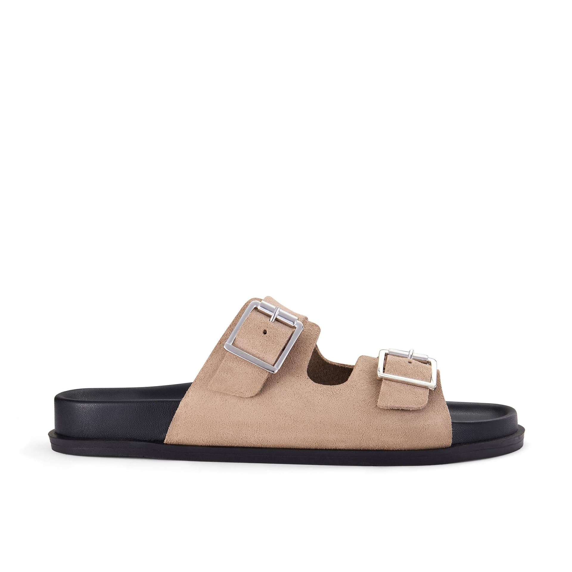 Clarks Clarks Women's Zarlea Buckle Sand Suede Flat Sandals in Beige