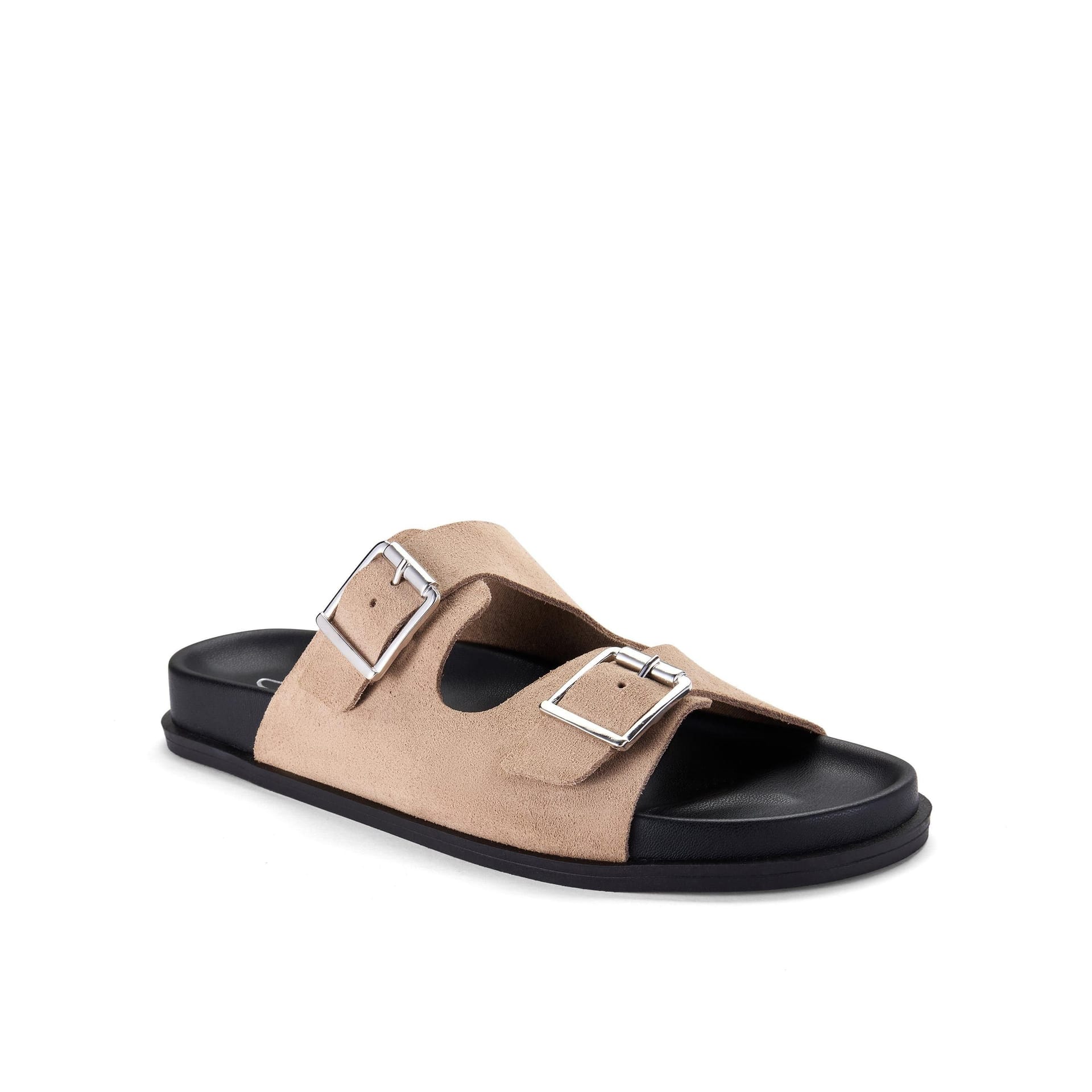 Clarks Clarks Women's Zarlea Buckle Sand Suede Flat Sandals in Beige - 4