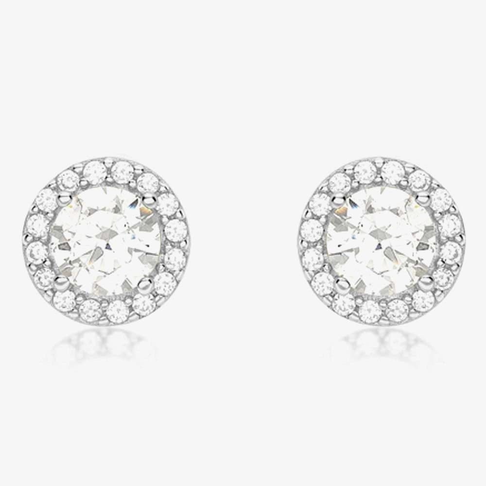 T.H.Baker T.H.Baker Women's 9ct White Gold Round Halo Stud Earrings 5.59.0412 in Silver