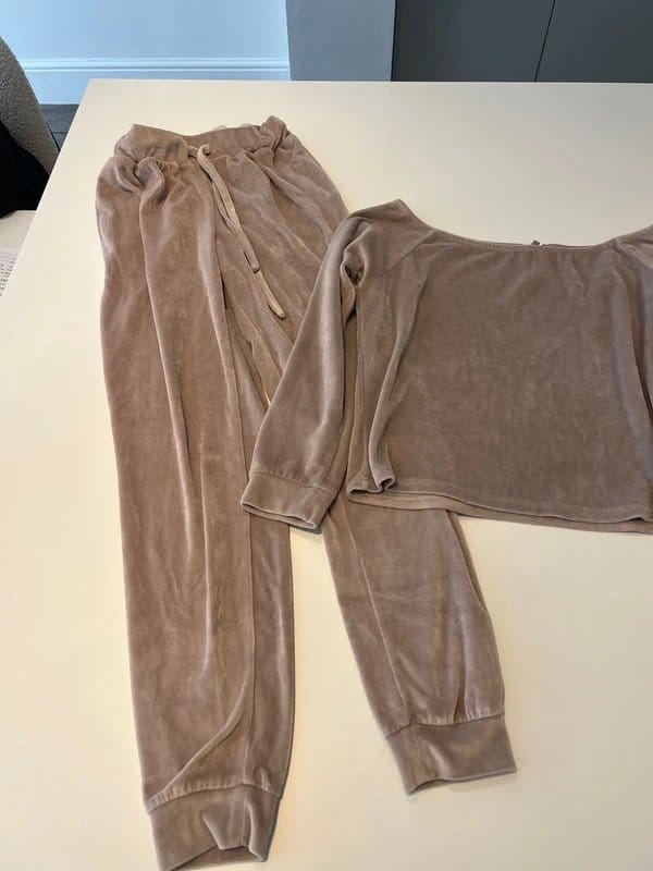 ASOS Pinky Nude Velvet Tracksuit Size 4/6