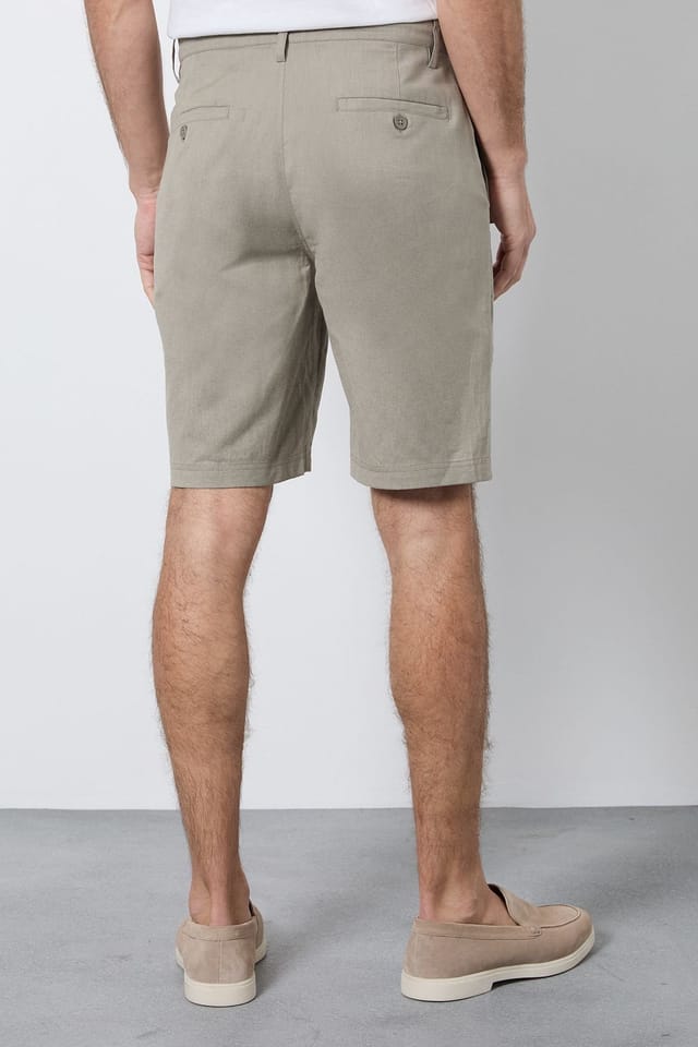 Burton Burton Men's Khaki Cotton Linen Shorts - 3