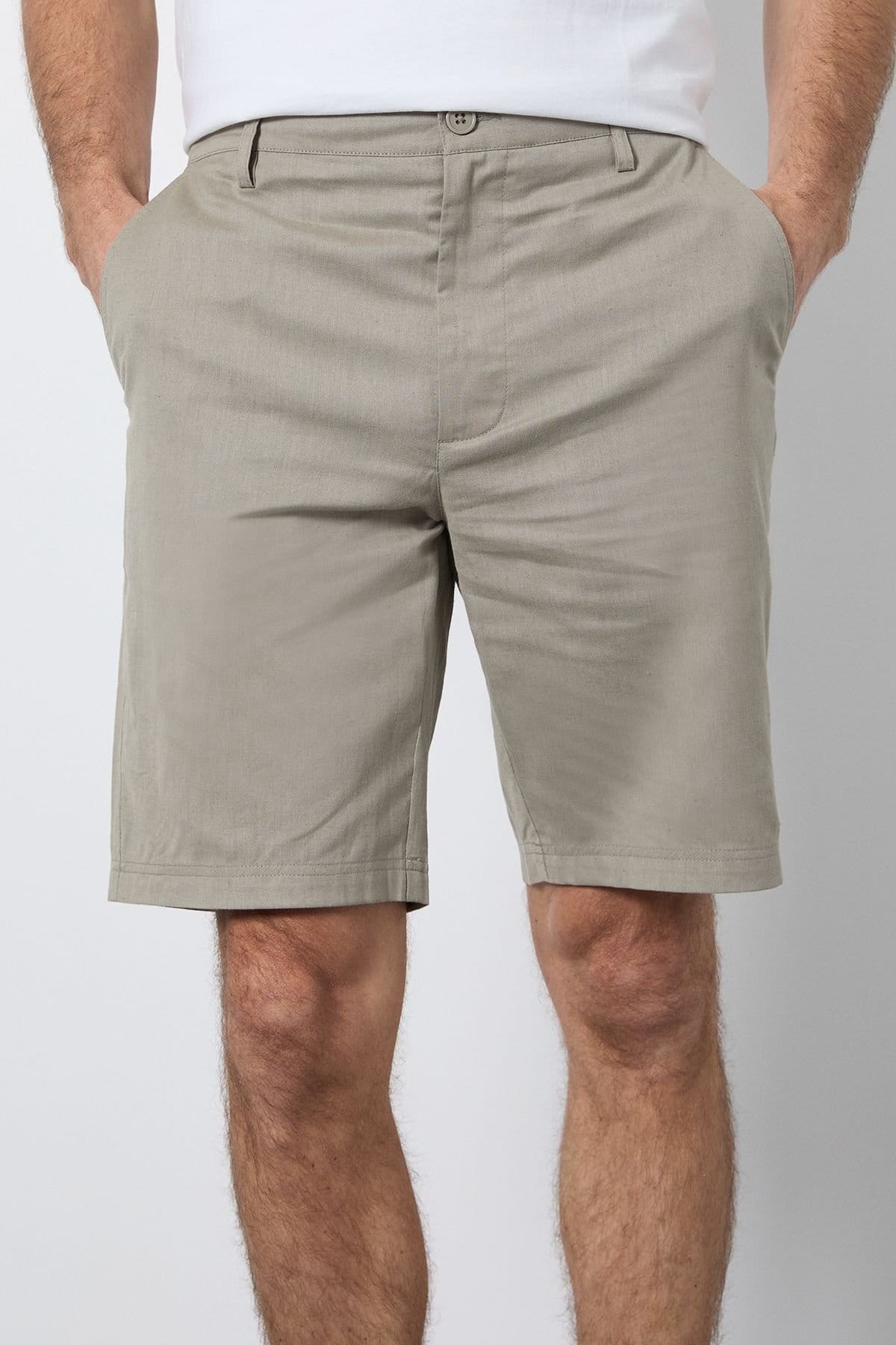 Burton Burton Men's Khaki Cotton Linen Shorts - 4