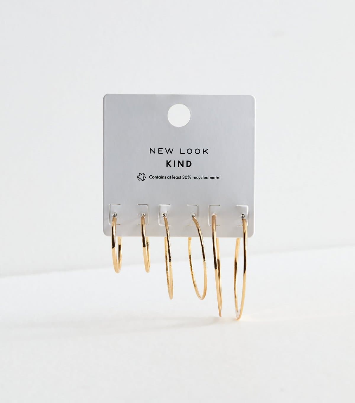 New Look Pack of 3 Gold Tone Textured Hoop Earrings New Look