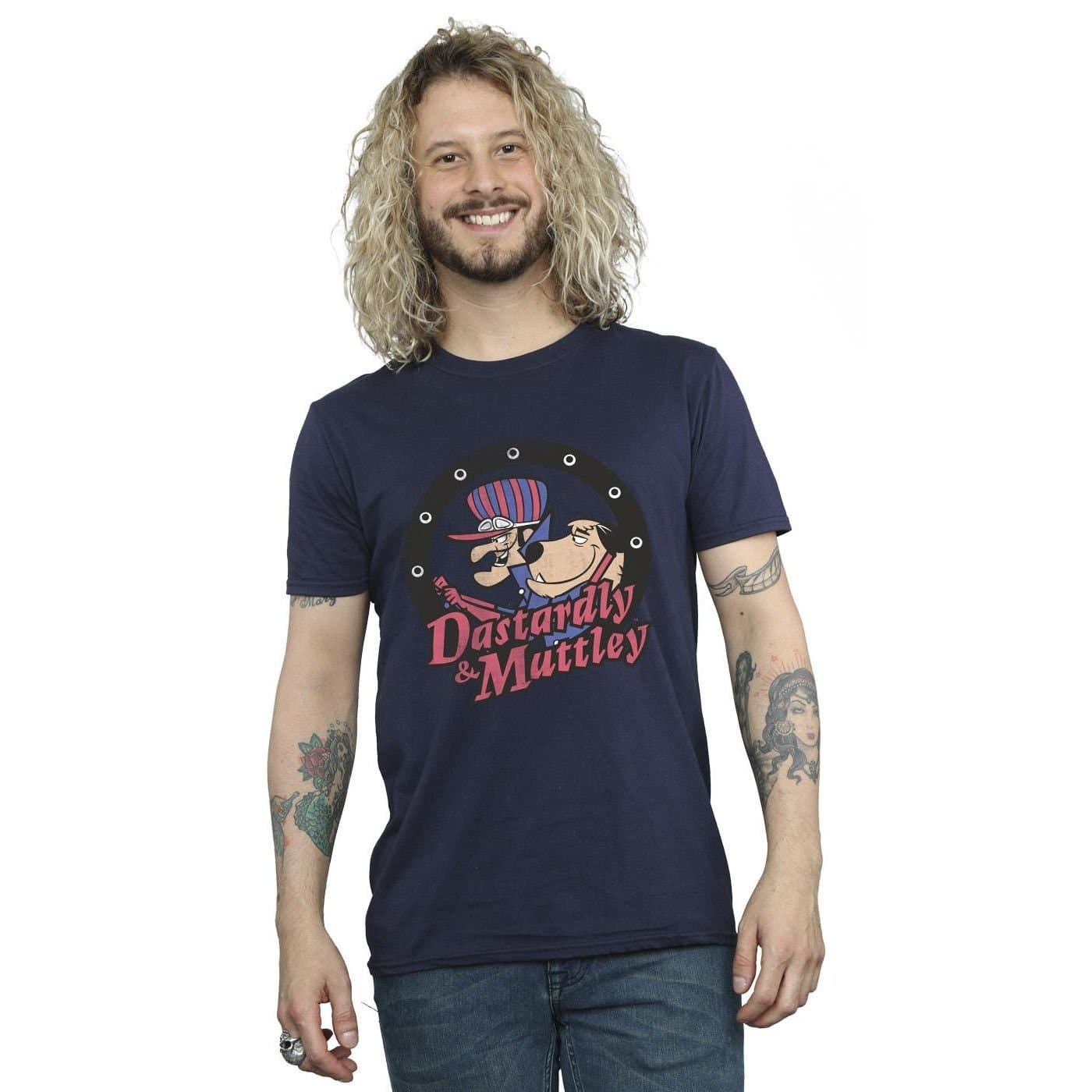 Wacky Races Wacky Races Men's Dastardly & Mutley Circle T-Shirt in Navy