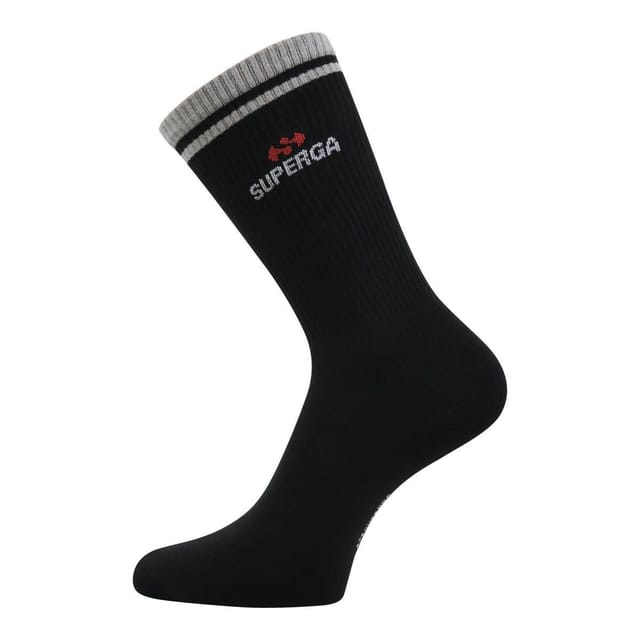 Superga Superga Men's Ribbed Knitted Socks (Pack of 3) in Black - 3