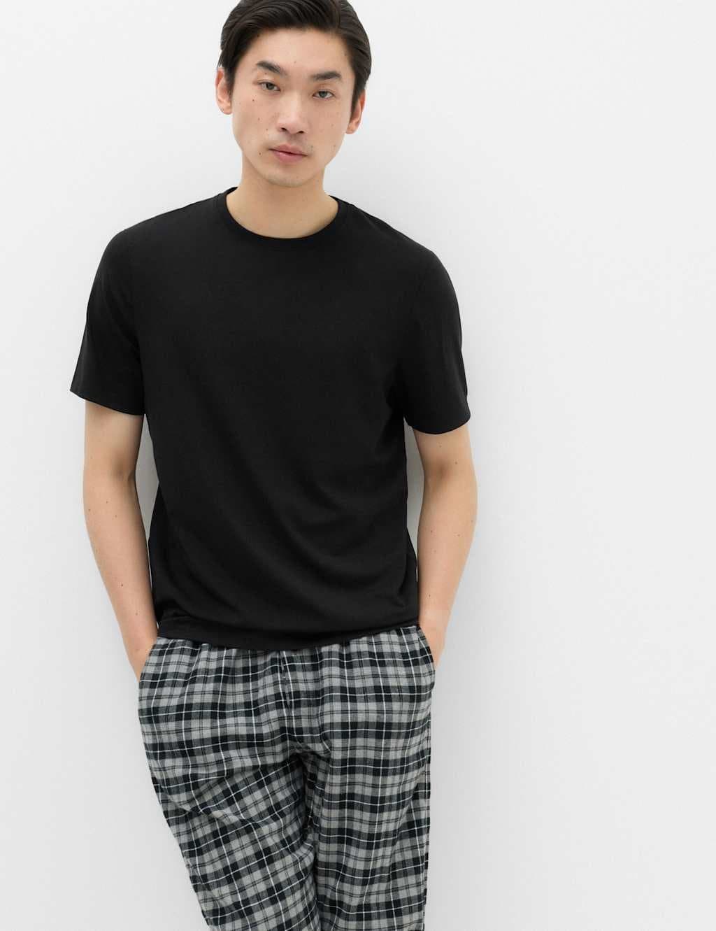 Marks & Spencer M&S 2 Pack Cotton Rich Ultimate Loungewear Top Black/White