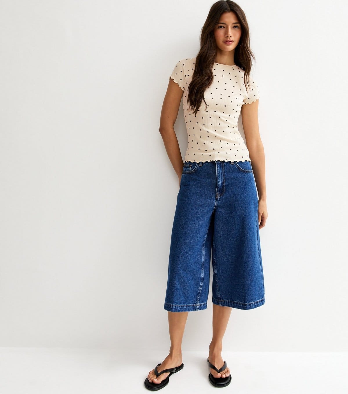 New Look Women's Cream Short Sleeve Spot Print Babylock T-Shirt New Look - 4