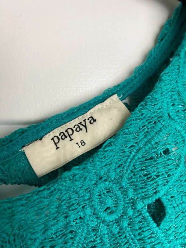 Papaya Papaya Jade Green Lace Sleeveless Top Size 18 Floral Crochet Overlay