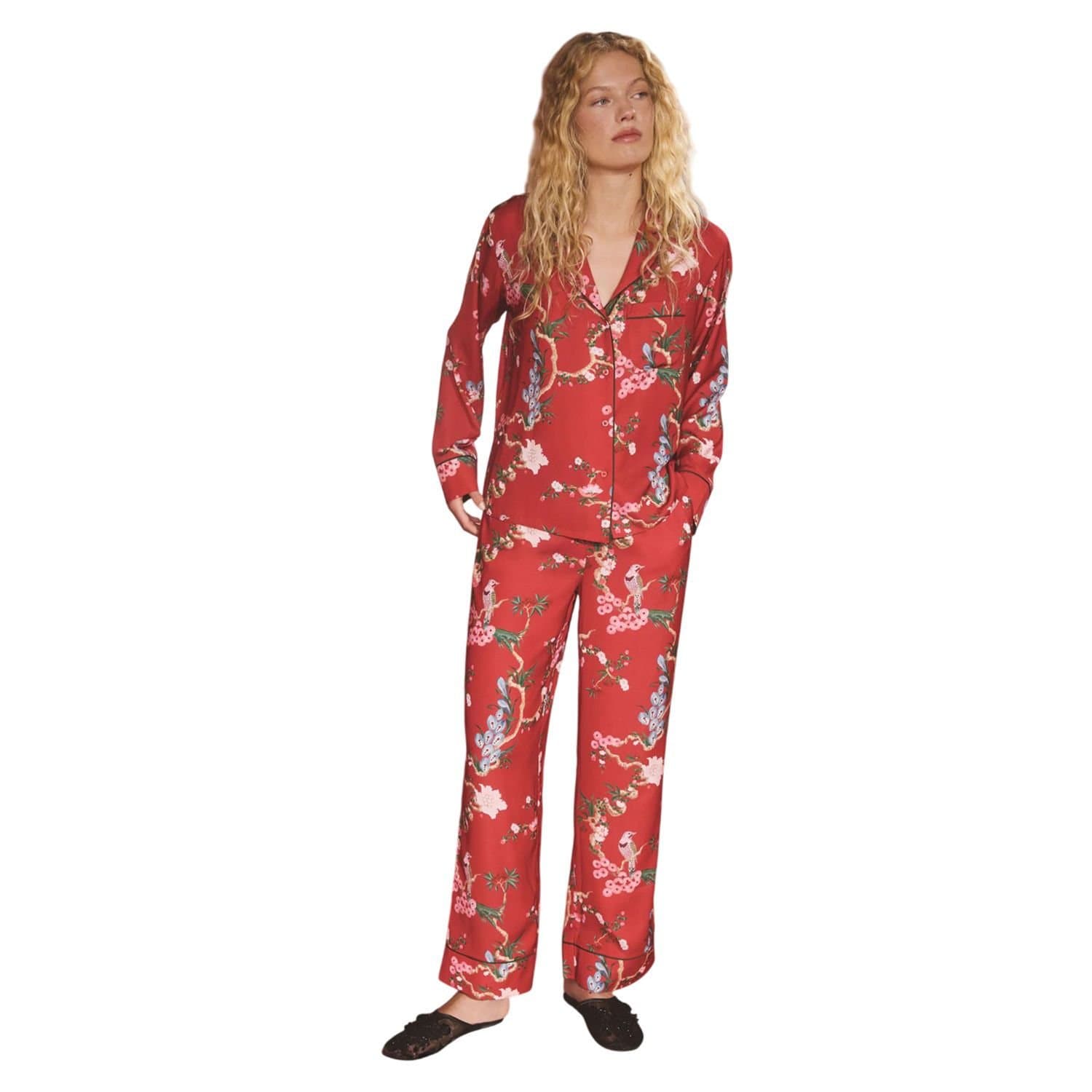 Cath Kidston Cath Kidston Women's Bird Button Through Pyjama Set in Red