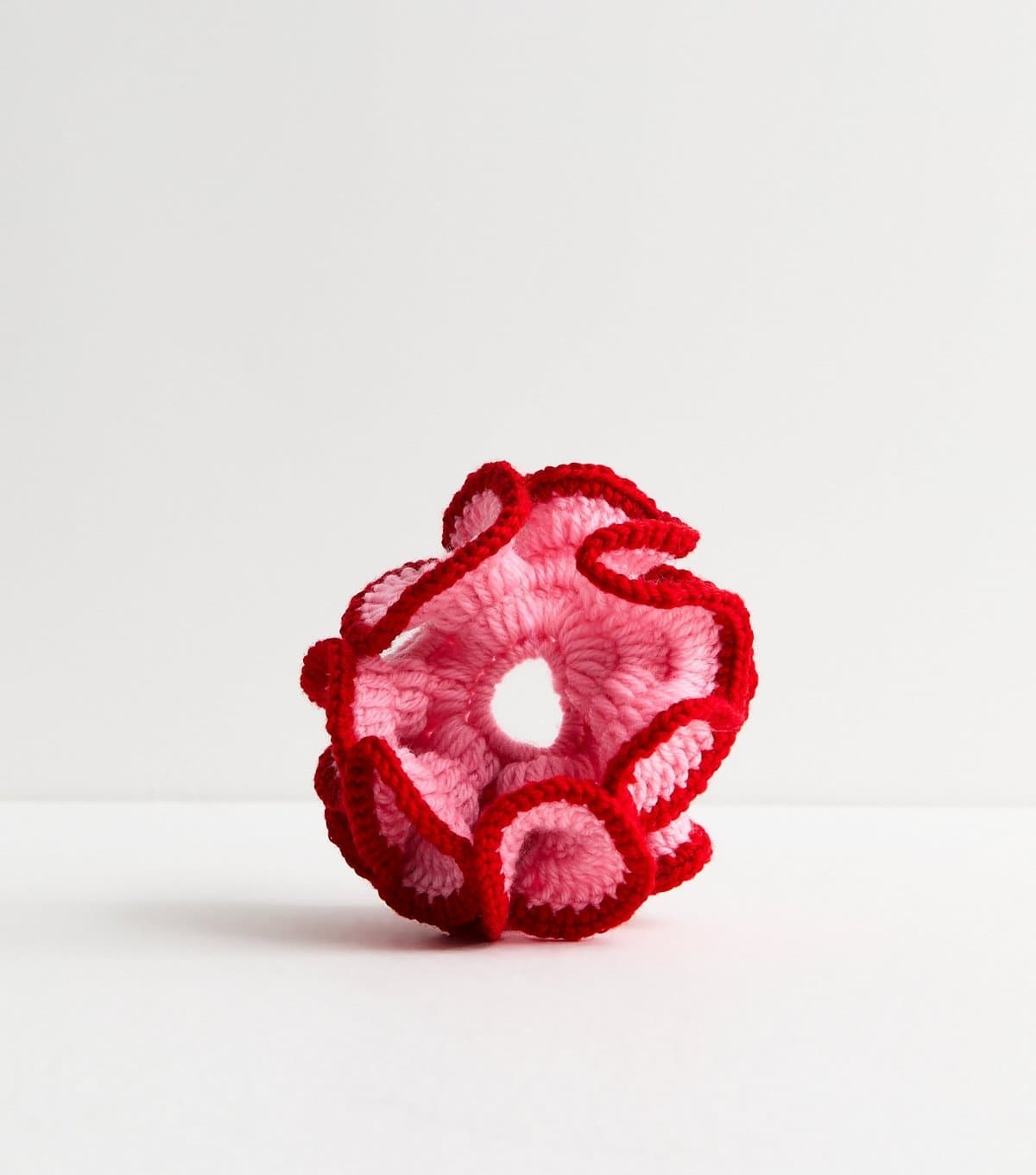 New Look Pink Oversized Ruffled Crochet Scrunchie New Look
