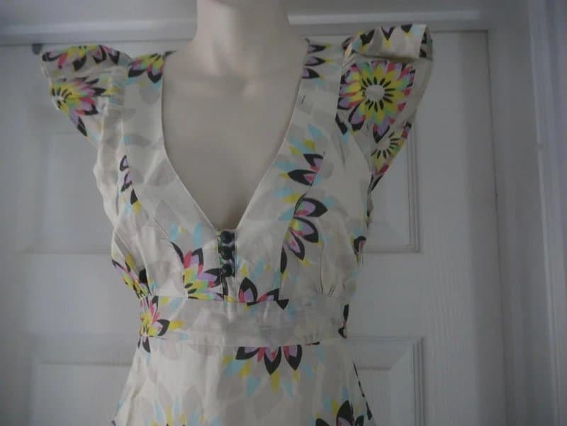 Carbon Carbon Dress Ladies Size 14 Retro 70s Flowers Cotton Summer Holiday Tea Dress