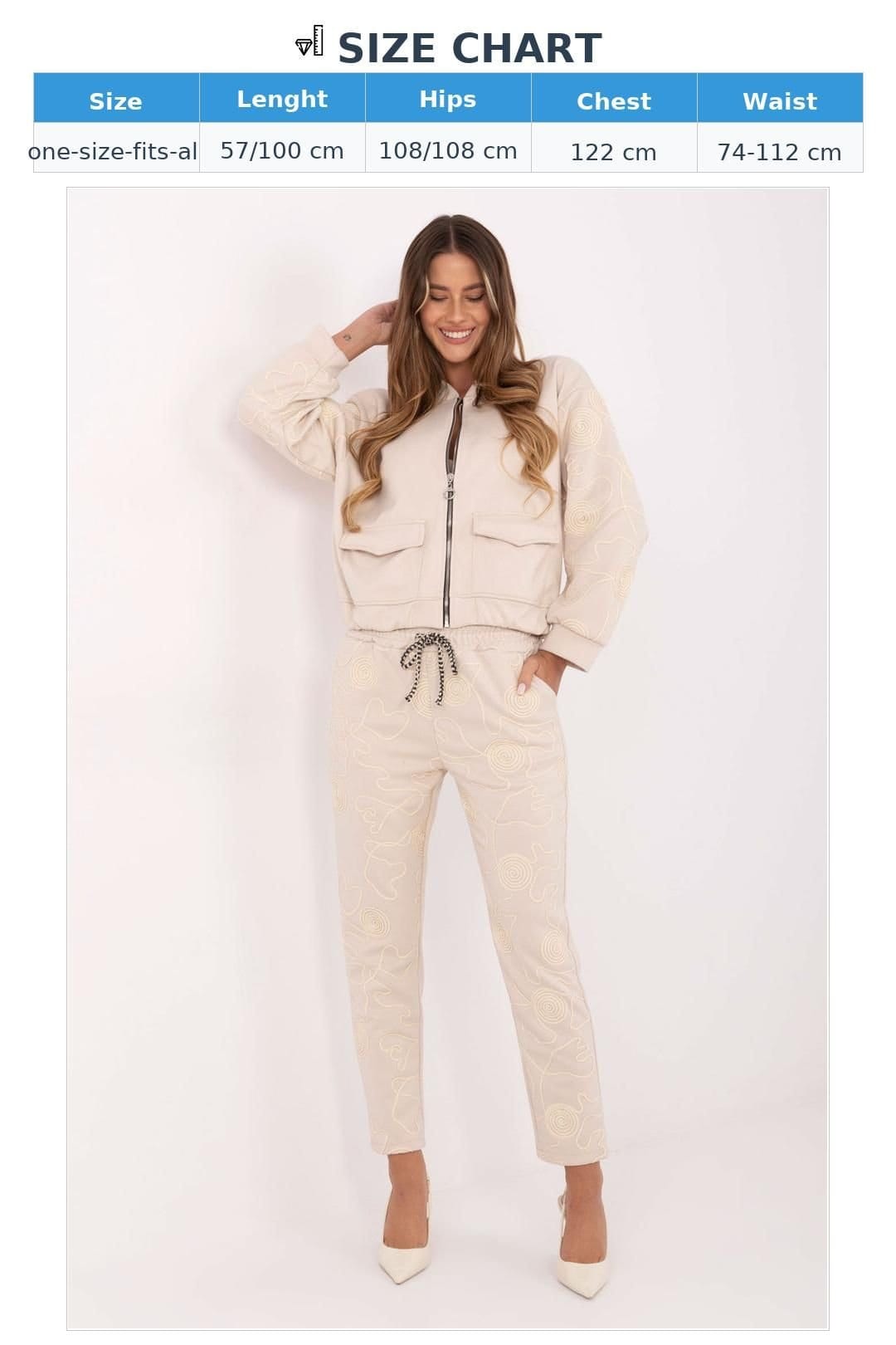 Love Lace Love Lace Women's Embroidered Zip Hoodie Tracksuit Set Style 220058 in Beige - 4