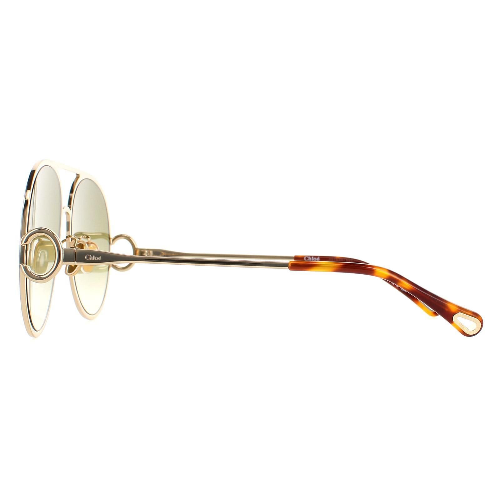 Chloé Chloé Women's Aviator Gold Havana Green Gradient CH0145S Sunglasses - 3