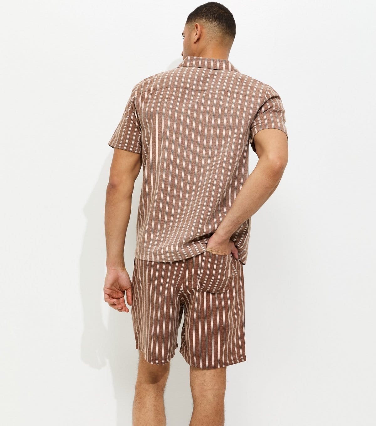 New Look Men's Brown Regular Striped Drawstring Shorts New Look - 4