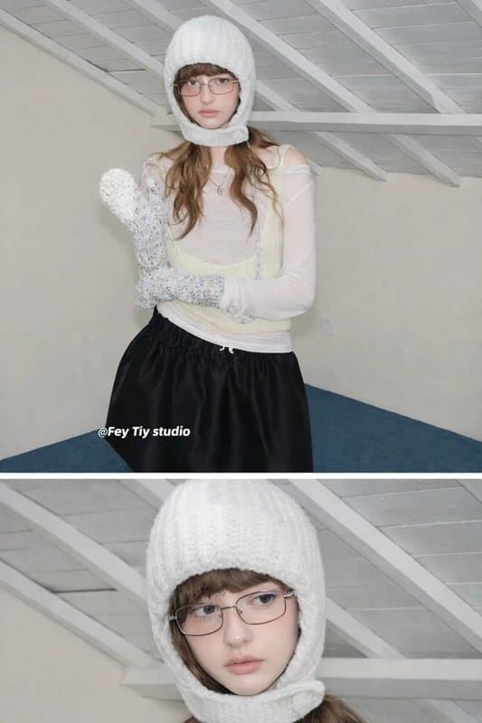 Knit Cream knit beanie.