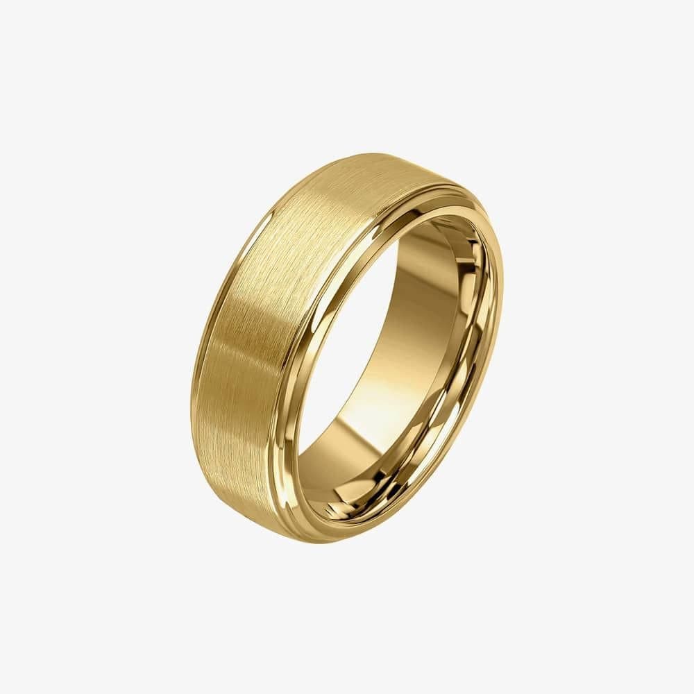 Fred Bennett Fred Bennett Men's 8mm Brushed Gold Plated Tungsten Ring R3862 67