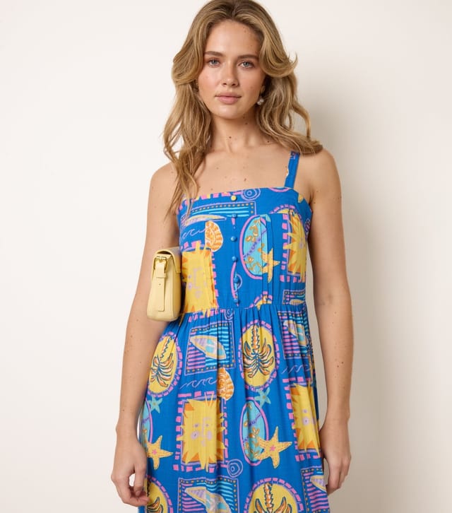 Blue Vanilla Women's Blue Sun Print Strappy Midi Dress Blue Vanilla New Look - 2