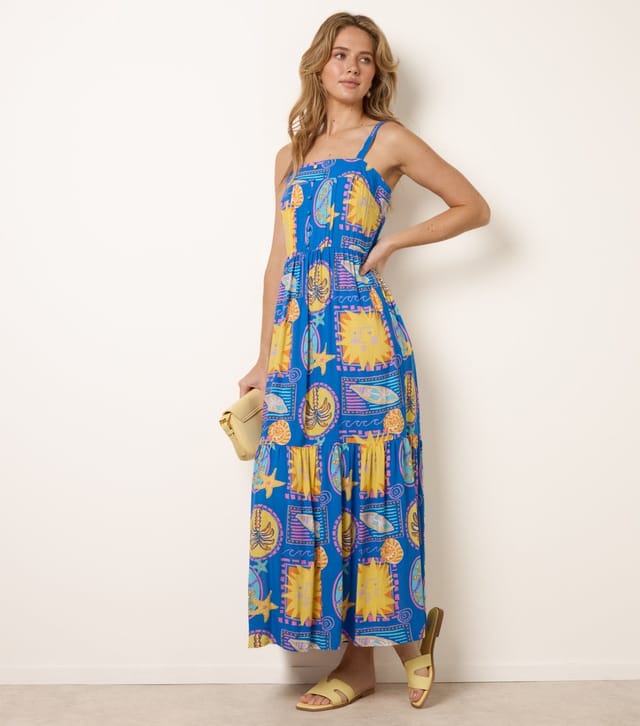 Blue Vanilla Women's Blue Sun Print Strappy Midi Dress Blue Vanilla New Look - 3