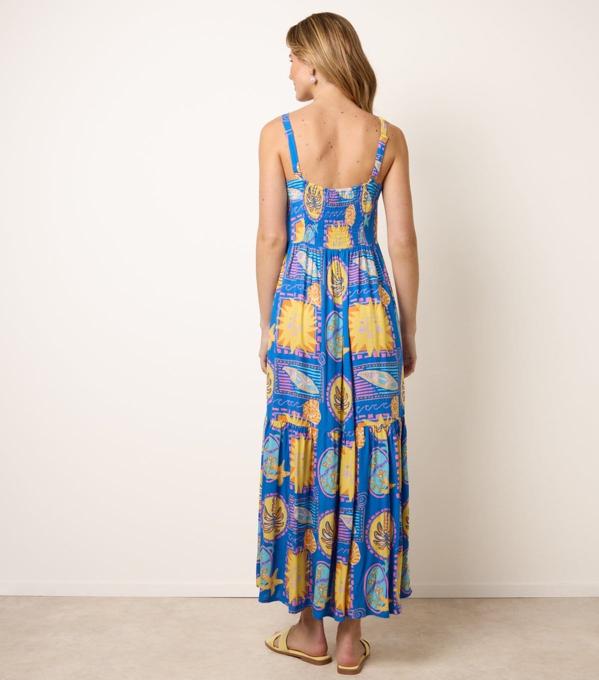 Blue Vanilla Women's Blue Sun Print Strappy Midi Dress Blue Vanilla New Look - 4