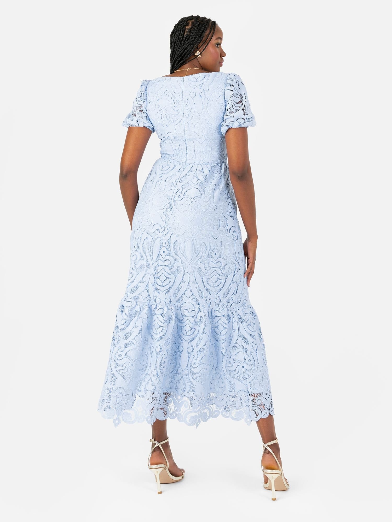 Maya Deluxe Maya Deluxe Women's Lace Midi Dress with Twist Detail in Blue - 4