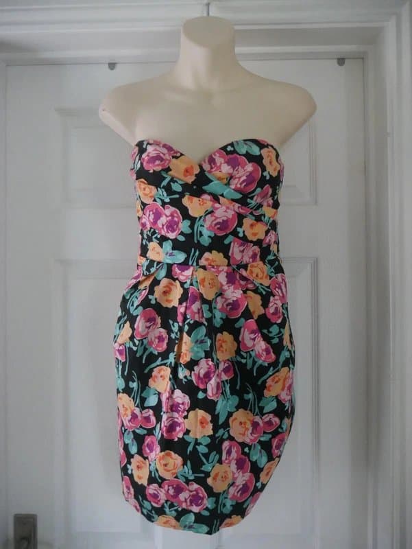 New Look New Look Strapless Floral Dress Ladies Size 10 Summer Evening Party Womens
