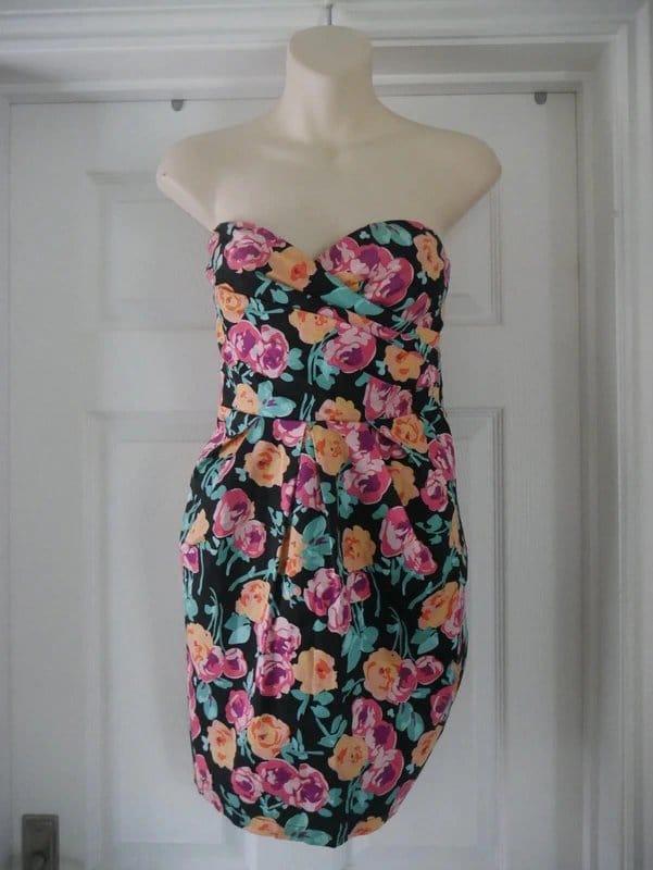 New Look Multi Floral Strapless Dress