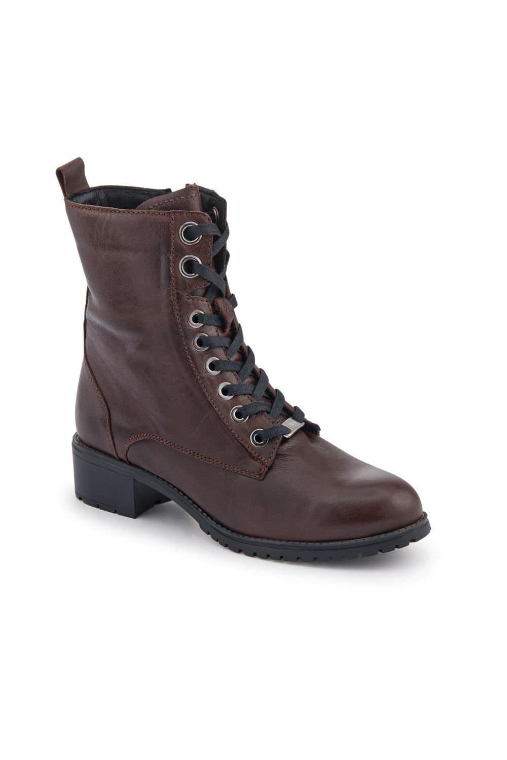 Jones Bootmaker Jones Bootmaker Women's Maura Leather Block Heel Boots in Brown