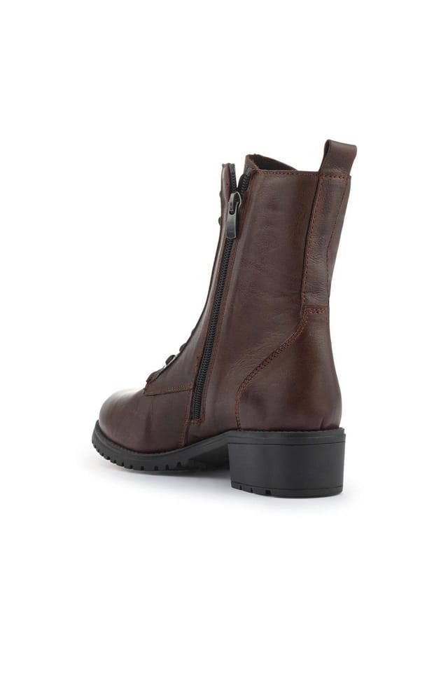 Jones Bootmaker Jones Bootmaker Women's Maura Leather Block Heel Boots in Brown - 3