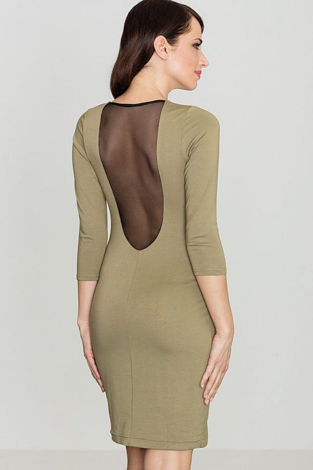 Love Lace Love Lace Women's Stretch Mini Dress Deep Back Mesh in Green - 2